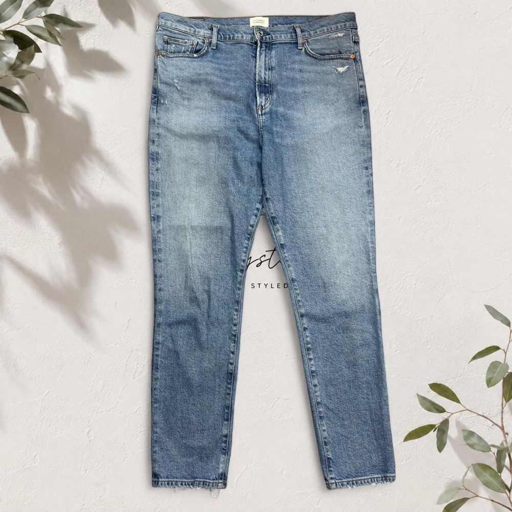 Citizens of Humanity Olivia High Rise Slim Ankle Jeans Light Wash Distressed 32